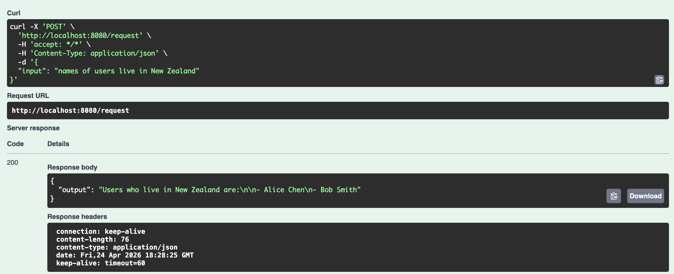 Test API using Toon