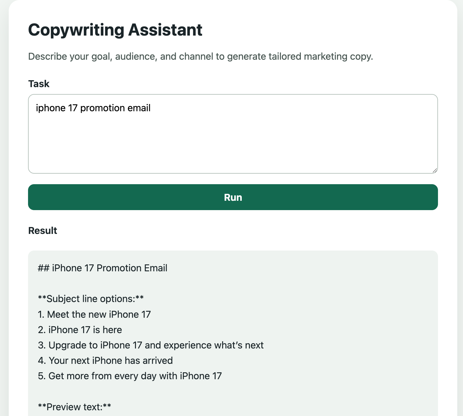 Copywriting agent